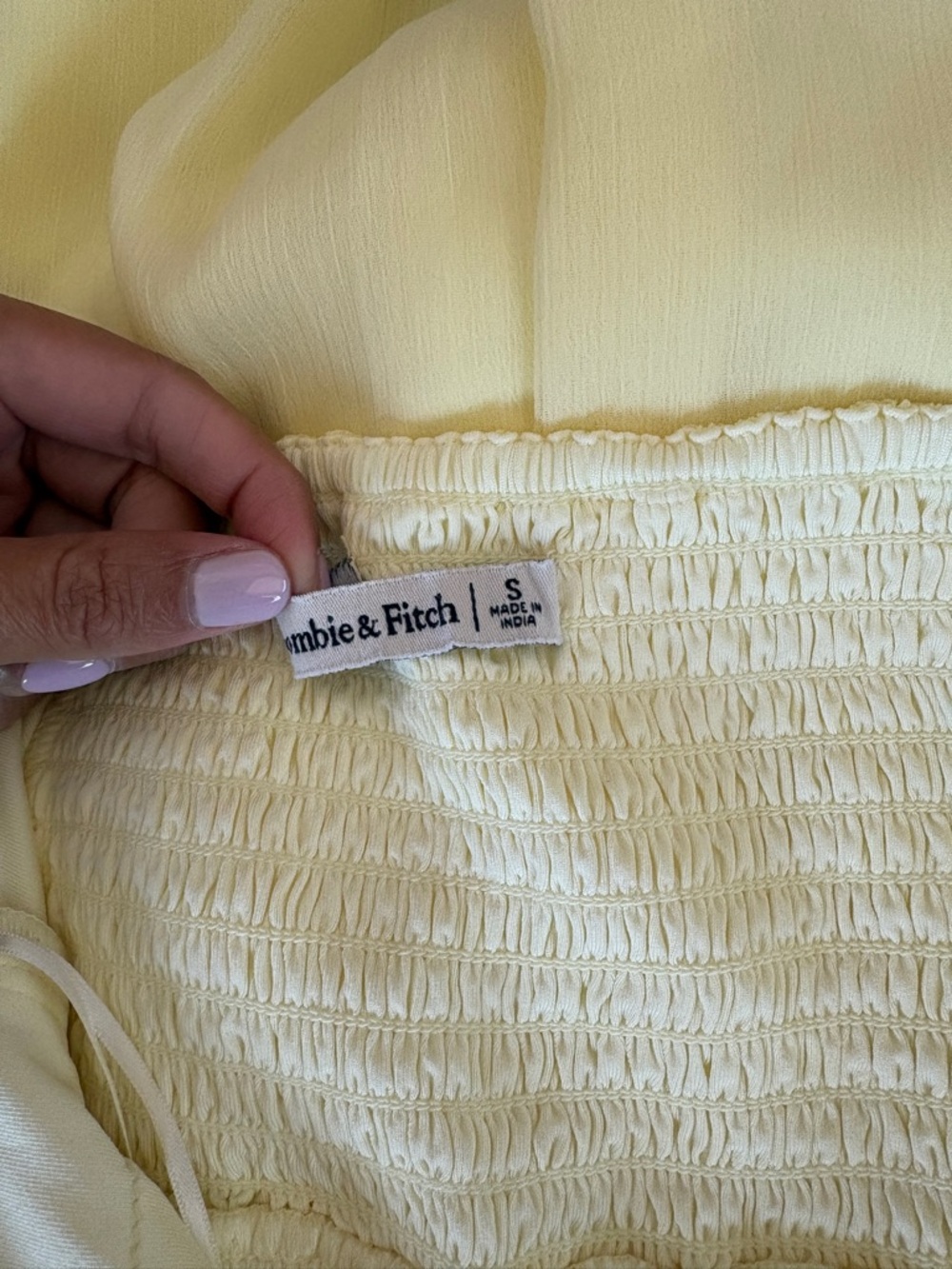 Abercrombie & Fitch Sheer Bubble Hem Mini Dress in Pastel Yellow - Size Small - Picture 4 of 4